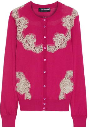 Dolce & Gabbana Lace-paneled Silk Cardigan