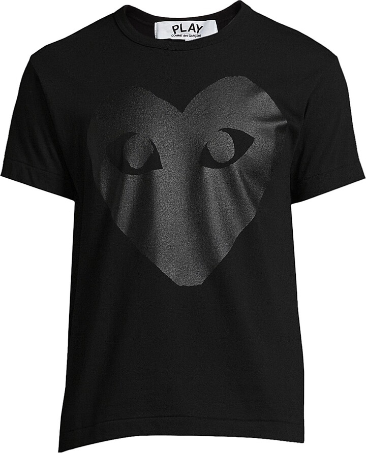 Comme des Garçons PLAY Men's Large Heart Cotton Tee - Black - Size Medium