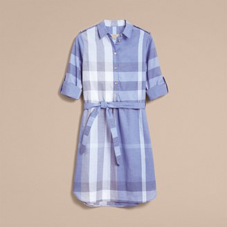 Burberry Tie-waist Check Cotton Shirt Dress