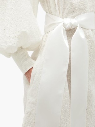 My Beachy Side - Waist-tie Broderie-anglaise Cotton Dress - White