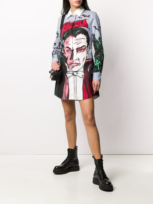 Moschino Monster Dracula print stripe shirt dress