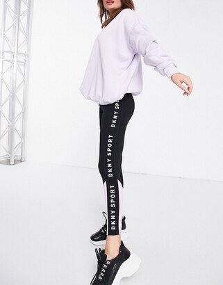 DKNY high waisted leggings with side logo in black