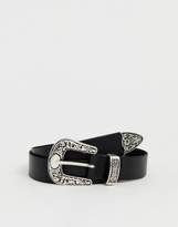 Thumbnail for your product : ASOS Design Leather Western Tip Waist And Hip Belt
