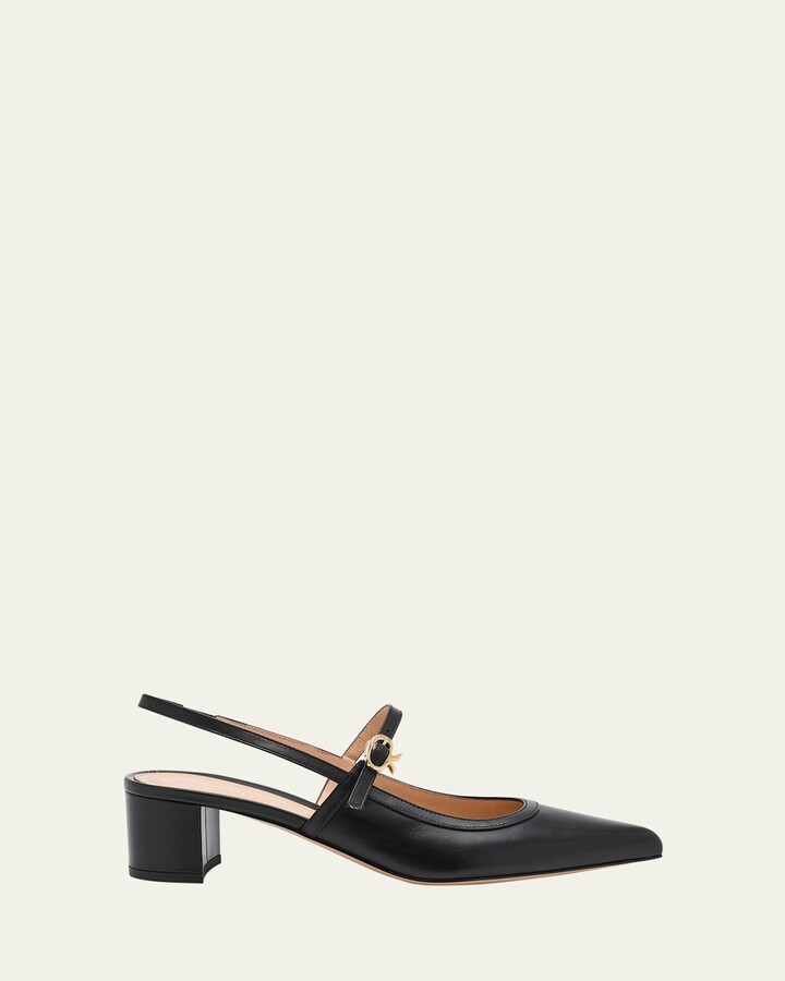 Gianvito Rossi Calfskin Mary Jane Slingback Pumps