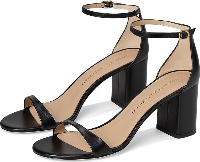 Stuart Weitzman Nudist Block 75 Women's Sandals Black 1 : 10 M Leather