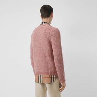 Burberry Rib Knit Cashmere Cotton Blend Sweater