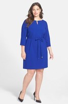 Thumbnail for your product : Tahari by Arthur S. Levine Tahari by ASL Keyhole Neck Belted Dress (Plus Size)