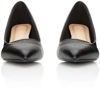 Black Low Heel Pointed Court Shoe