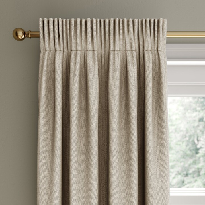 Dunelm Rotterdam Herringbone Mushroom Blackout Pencil Pleat Curtains