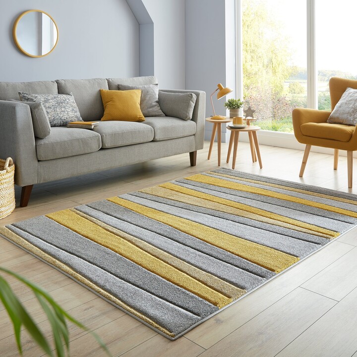 Dunelm Pico Stripe Rug Grey and Yellow ShopStyle