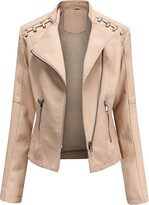 Thumbnail for your product : YYNUDA Women's Stylish Faux Leather Jacket Zip Up Moto Biker Classic Short Jacket Coat Green 3XL