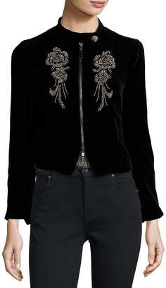Nanette Lepore Embellished Structured Velvet Jacket, Black