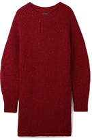Thumbnail for your product : Burberry Oversized Ribbed Wool, Cashmere And Mohair-blend Sweater - Claret