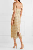 Thumbnail for your product : Rebecca Vallance Blanca Metallic Lace Midi Dress - Cream