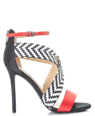 Forever Unique Ankle Strap Sandals Colour: BLACK AND WHITE, Size: UK 3