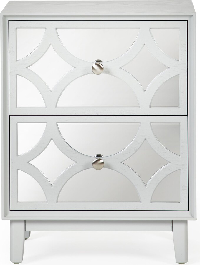 Dunelm Delphi 2 Drawer Bedside Table, Mirrored Grey ShopStyle Bedroom