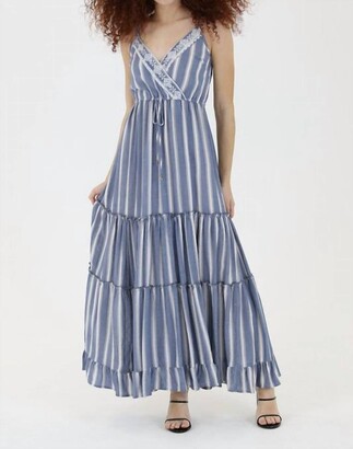 Angie Misty Tiered Maxi Dress In Blue