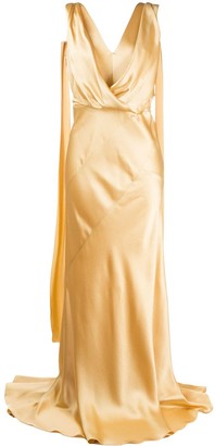 Alberta Ferretti Drape-Detail Wrap-Front Gown