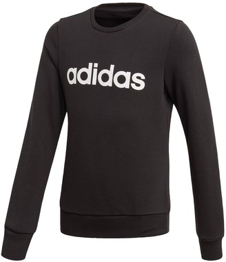 adidas Youth Girls Linear Sweat Top Black/White