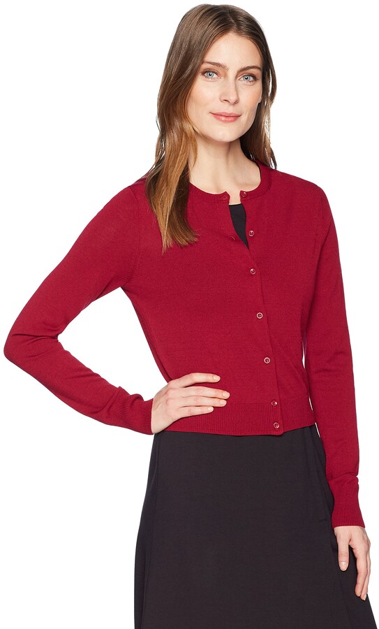 red button down sweater