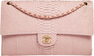 Chanel Pink Python Classic Flap Flat Bag - ShopStyle