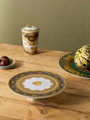 Versace Baroque-print Porcelain Cake Stand - Black Gold