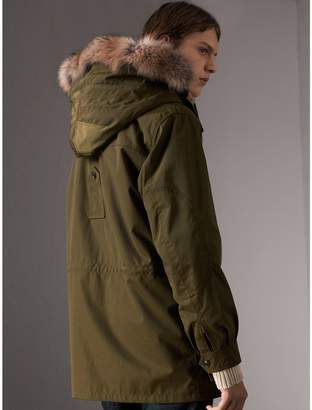 Burberry Detachable Fur Warmer and Fur Trim Hooded Parka