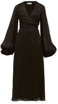Thumbnail for your product : Adriana Iglesias V-neck Leopard-pattern Devore Maxi Dress - Black