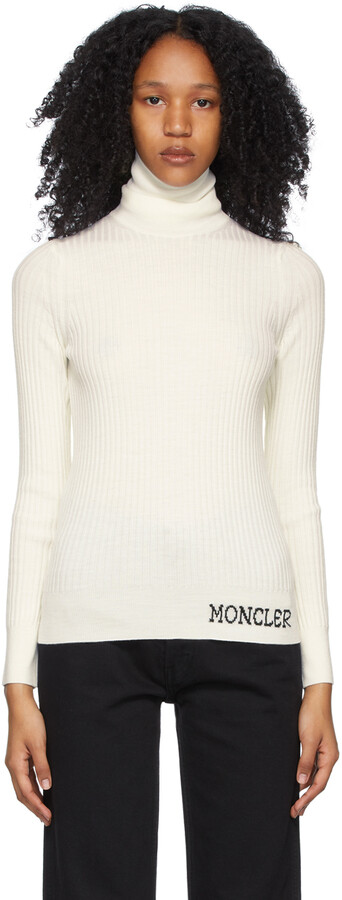 Moncler White Wool Ribbed Turtleneck - ShopStyle