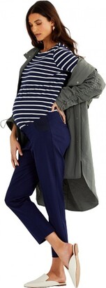 A Pea in the Pod Curie Side Panel Slim Ankle Maternity Pant-Navy-S |