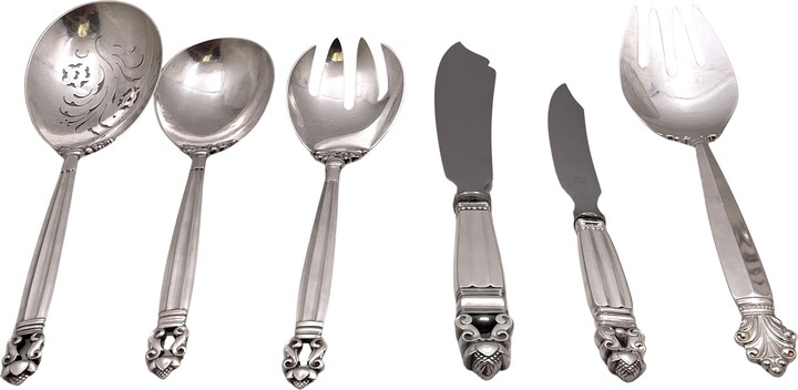 Georg Jensen Assorted Sterling Silver Servers In Acorn Pattern