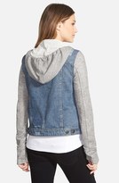 Thumbnail for your product : Thread & Supply Hooded Denim Jacket with Fleece Sleeves (Juniors)