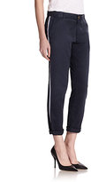 Thumbnail for your product : Current/Elliott Stripe-Detail Cotton Cropped Pants