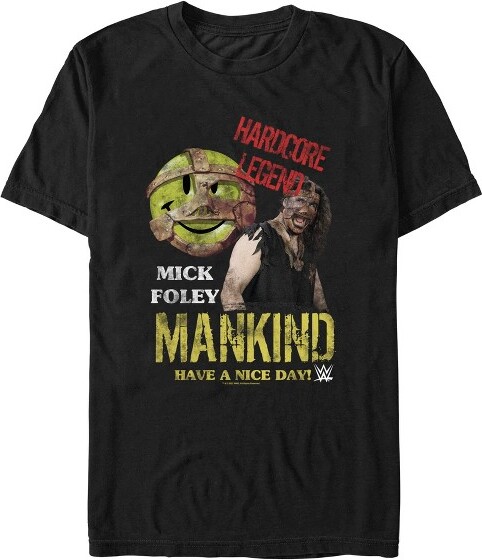 WWE Men'sWWEMickFoleyMankindHaveaNiceDayT-Shirt-Black-5XLarge