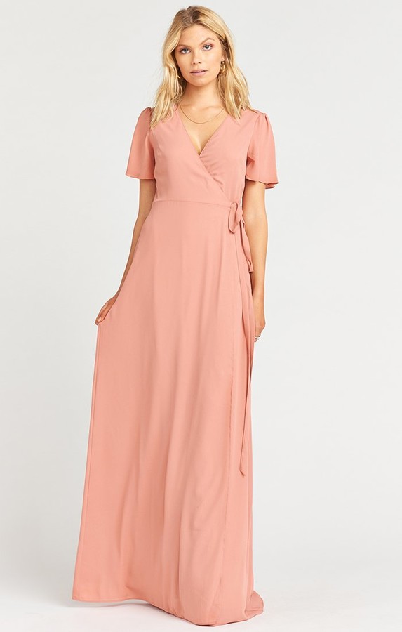 noelle flutter sleeve wrap dress