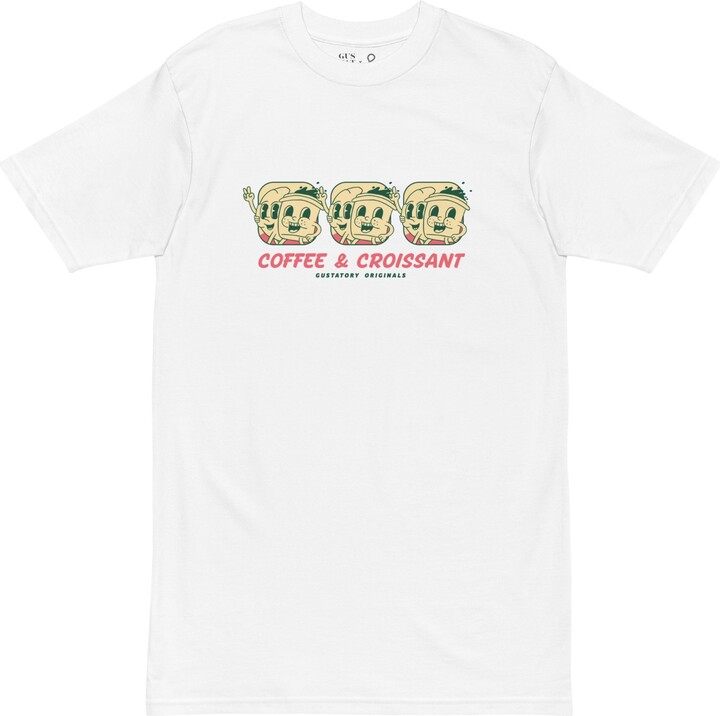 Anchor & Crew White Gustatory Originals Coffee & Croissant Heavy Cotton T-Shirt - Women