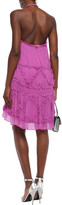 Thumbnail for your product : Just Cavalli Ruffle-trimmed Georgette Halterneck Mini Dress