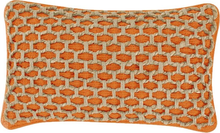 Boho Living Jada Harvest Orange Geometric Braided Polyester 12 in. x 20 in. Throw Pillow