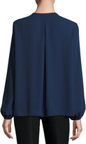 Thumbnail for your product : Max Studio Pleat-Front Long-Sleeve Blouse, Navy