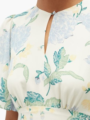 Beulah Beulah Floral-print Silk-crepe Dress - Blue Multi