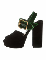 Thumbnail for your product : Prada Velvet Platform Sandals w/ Tags Black