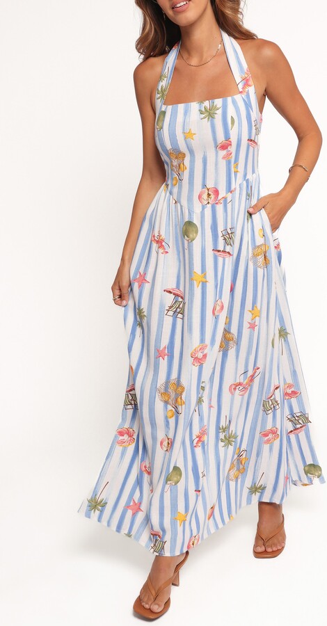 Petal & Pup Kiera Print Halter Maxi Dress