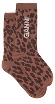 Thumbnail for your product : Ganni Crystal-logo Leopard-print Socks - Leopard