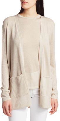 Saks Fifth Avenue COLLECTION Plaited Shine Open-Front Cardigan