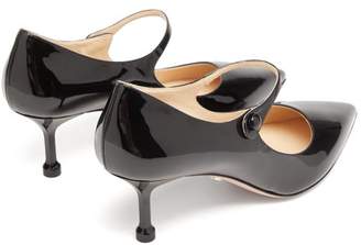 Prada Point-toe Patent-leather Mary-jane Pumps - Womens - Black