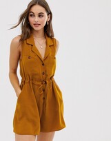 Thumbnail for your product : ASOS DESIGN button front pocket sleeveless utility playsuit