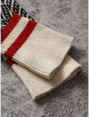 Burberry Wool Cashmere Blend Fingerless Patchwork Gloves