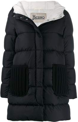 Herno padded coat with knit details