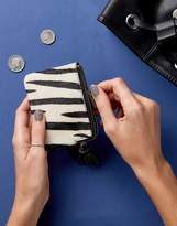 Thumbnail for your product : ASOS Leather Zebra Print Mini Coin Purse With Tassel