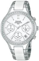 Thumbnail for your product : Pulsar White Dial Chronograph Swarovski Element Bezel Ladies Bracelet Watch